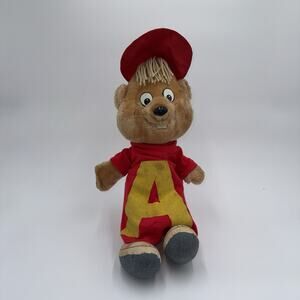 Vintage Alvin the Chipmunks Plush Pull String Talking Doll Red Shirt Hat
